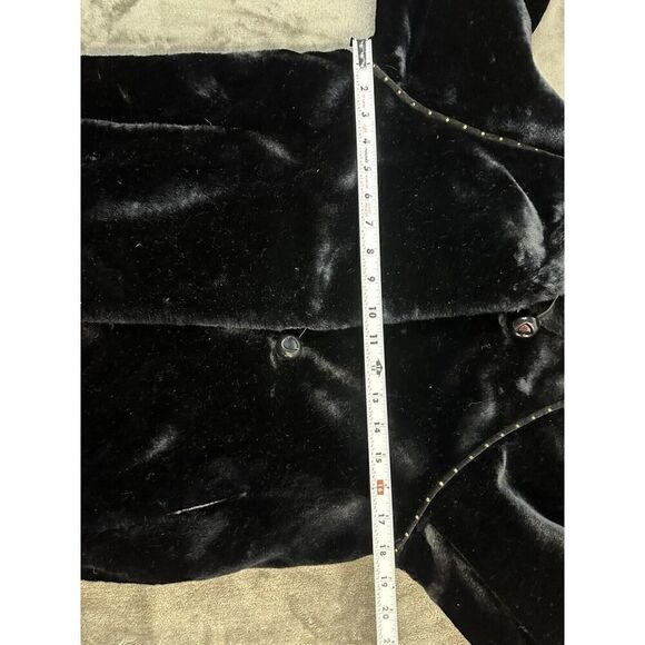 JORDACHE Black Jacket Full Zip Size XS Plush Faux Fur Vtg - Picture 8 of 13